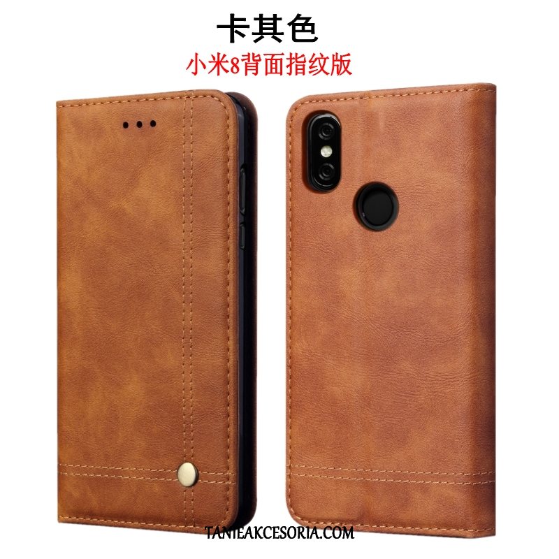 Etui Xiaomi Mi 8 Skórzany Młodzież Khaki, Futerał Xiaomi Mi 8 Telefon Komórkowy Miękki Mały Beige