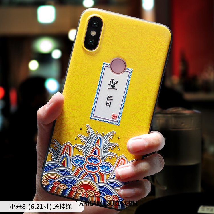 Etui Xiaomi Mi 8 Wzór Nubuku Kreatywne, Futerał Xiaomi Mi 8 Anti-fall Miękki Silikonowe Beige