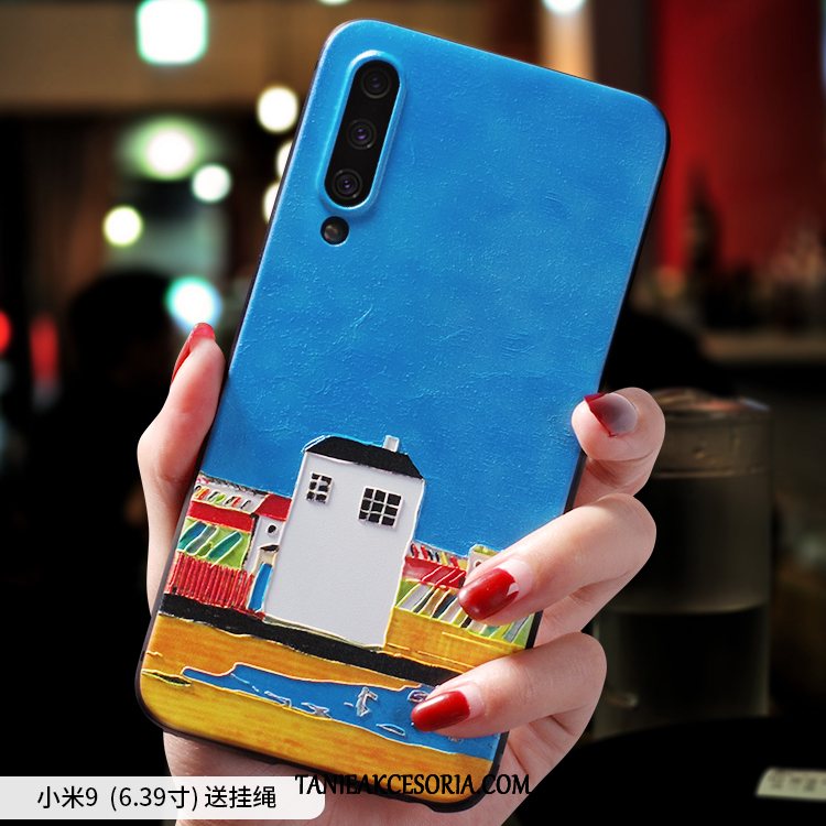 Etui Xiaomi Mi 9 Anti-fall Miękki Nubuku, Pokrowce Xiaomi Mi 9 Wzór Telefon Komórkowy Niebieski Beige