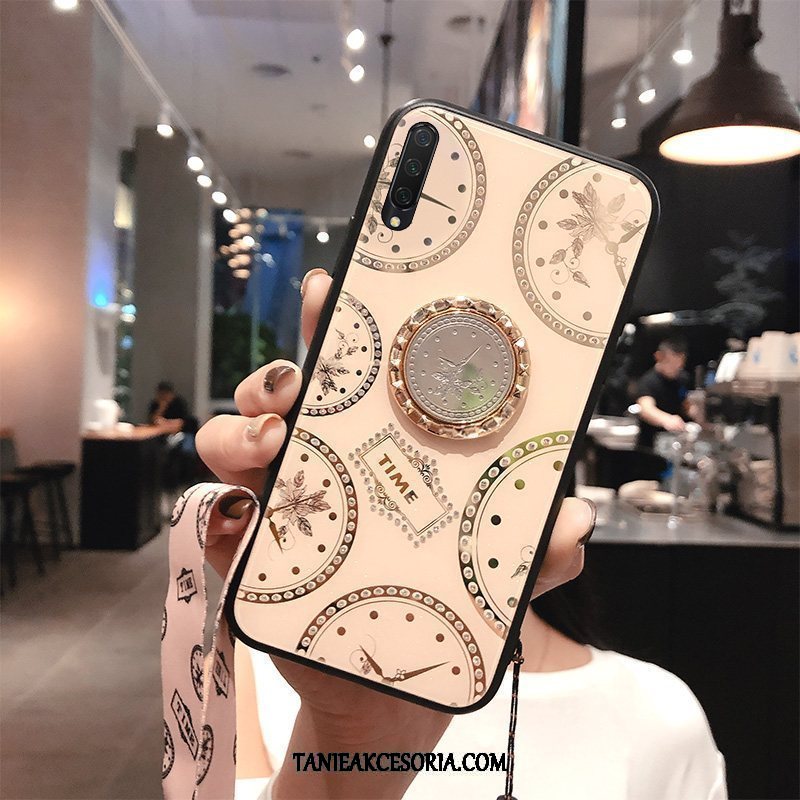 Etui Xiaomi Mi 9 Lite Wiszące Ozdoby Mały Anti-fall, Pokrowce Xiaomi Mi 9 Lite Szkło Hartowane Biały Rhinestone Beige