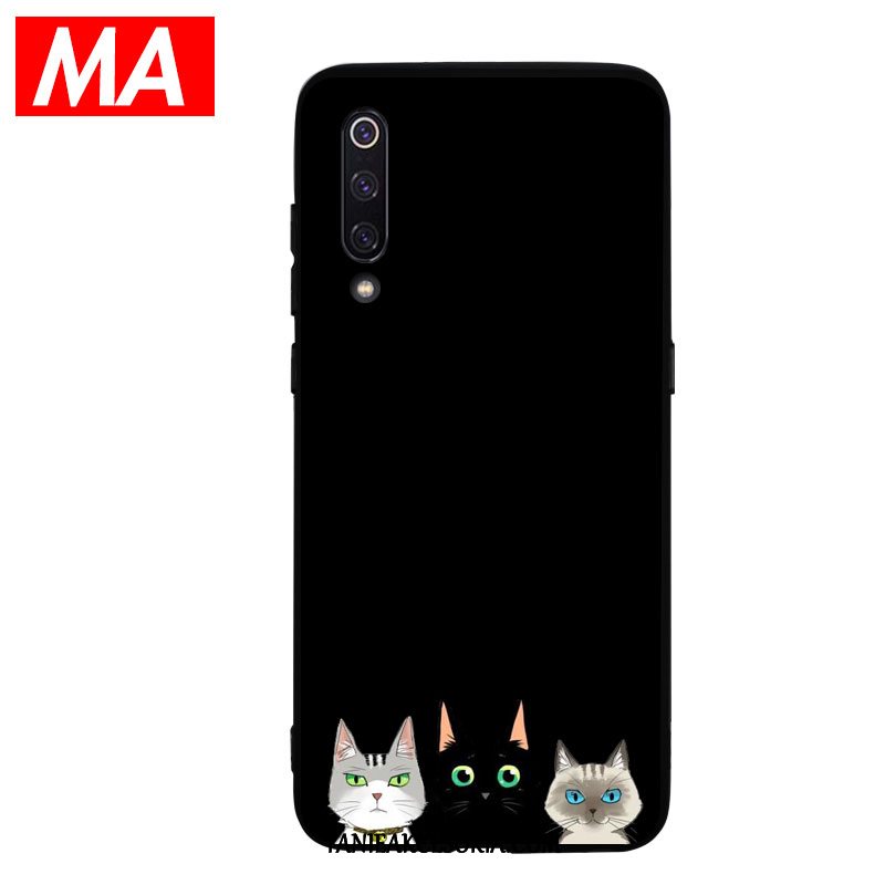 Etui Xiaomi Mi 9 Proste Królik Kotek, Obudowa Xiaomi Mi 9 Czarny Miękki Żółty Beige