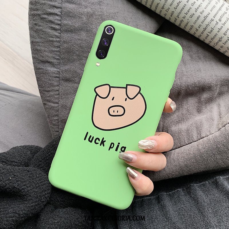 Etui Xiaomi Mi 9 Se Cienkie Zielony Kreskówka, Pokrowce Xiaomi Mi 9 Se Nubuku Miękki Mały Beige