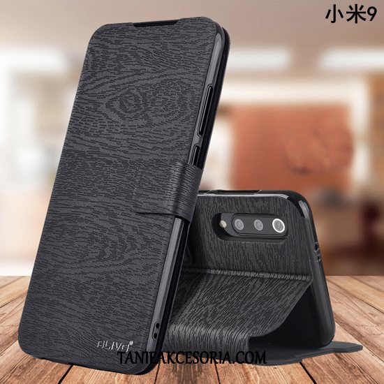 Etui Xiaomi Mi 9 Telefon Komórkowy Klapa Silikonowe, Obudowa Xiaomi Mi 9 Wzór Ochraniacz Czarny Beige