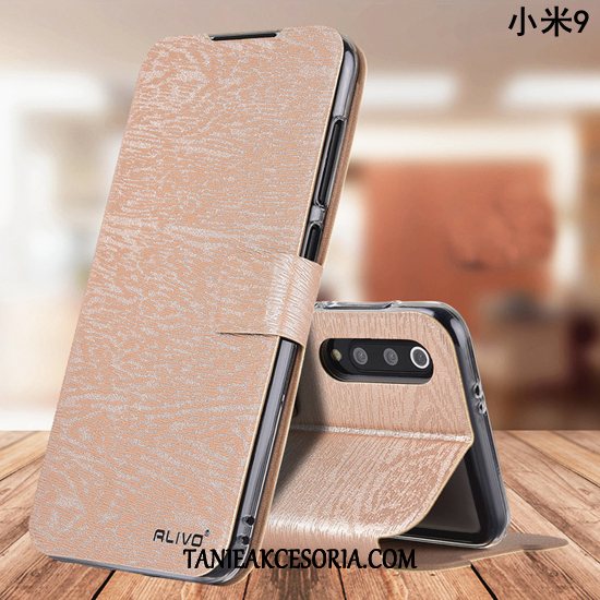 Etui Xiaomi Mi 9 Telefon Komórkowy Klapa Silikonowe, Obudowa Xiaomi Mi 9 Wzór Ochraniacz Czarny Beige