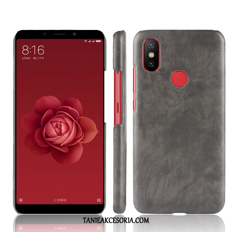 Etui Xiaomi Mi A2 Litchi Czarny Vintage, Obudowa Xiaomi Mi A2 Wzór Telefon Komórkowy Skórzany Futerał Beige