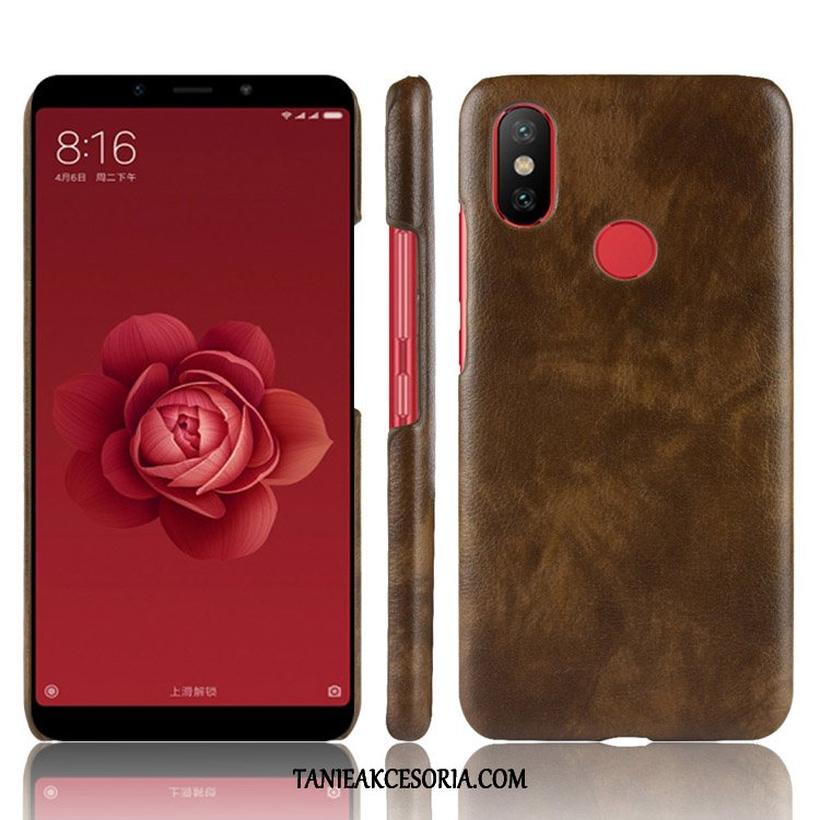 Etui Xiaomi Mi A2 Litchi Czarny Vintage, Obudowa Xiaomi Mi A2 Wzór Telefon Komórkowy Skórzany Futerał Beige