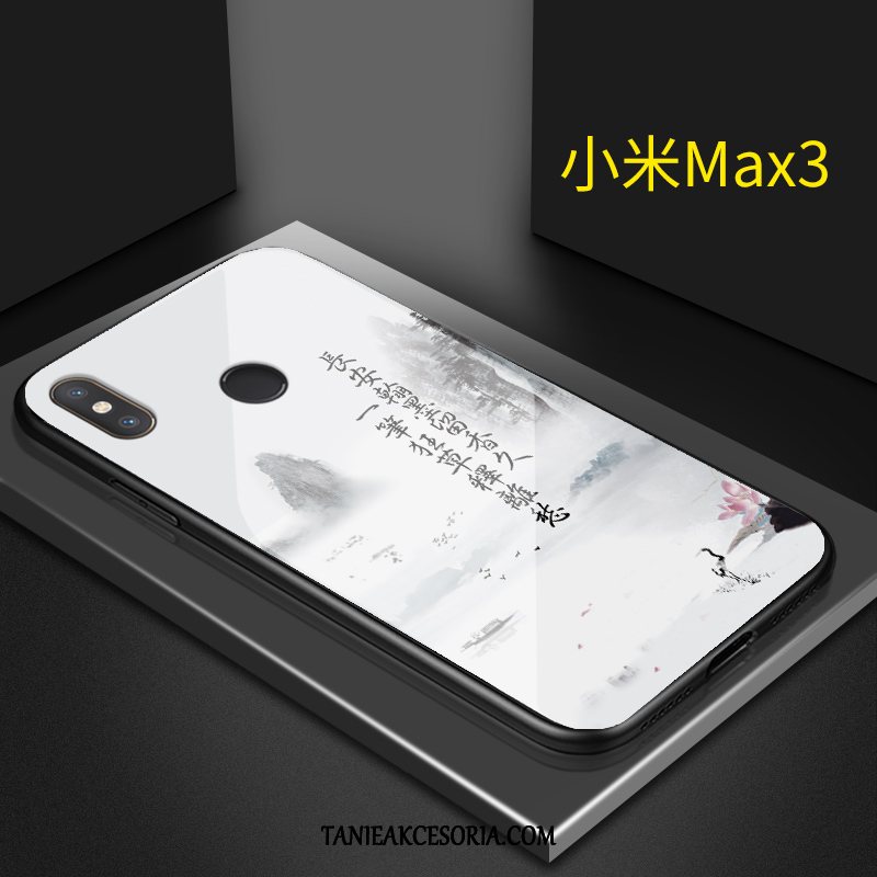 Etui Xiaomi Mi Max 3 Chiński Styl Szkło Biały, Futerał Xiaomi Mi Max 3 Telefon Komórkowy Czerwony Mały Beige