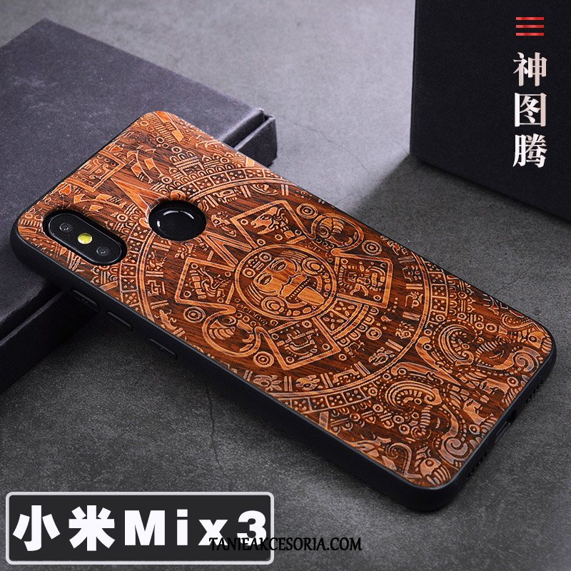 Etui Xiaomi Mi Mix 3 Dostosowane Mały Ochraniacz, Futerał Xiaomi Mi Mix 3 Telefon Komórkowy Kreatywne Z Litego Drewna Beige