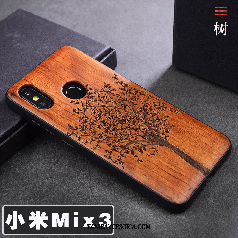 Etui Xiaomi Mi Mix 3 Dostosowane Mały Ochraniacz, Futerał Xiaomi Mi Mix 3 Telefon Komórkowy Kreatywne Z Litego Drewna Beige