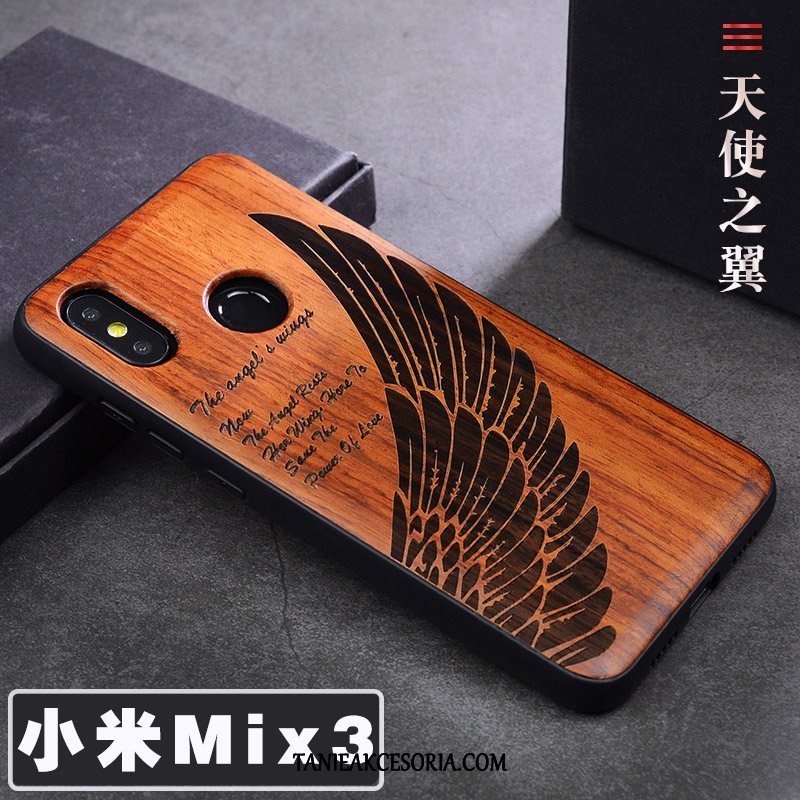 Etui Xiaomi Mi Mix 3 Dostosowane Mały Ochraniacz, Futerał Xiaomi Mi Mix 3 Telefon Komórkowy Kreatywne Z Litego Drewna Beige