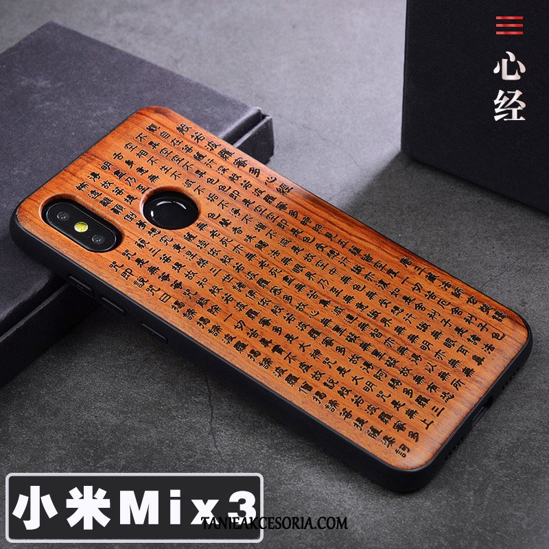 Etui Xiaomi Mi Mix 3 Dostosowane Mały Ochraniacz, Futerał Xiaomi Mi Mix 3 Telefon Komórkowy Kreatywne Z Litego Drewna Beige