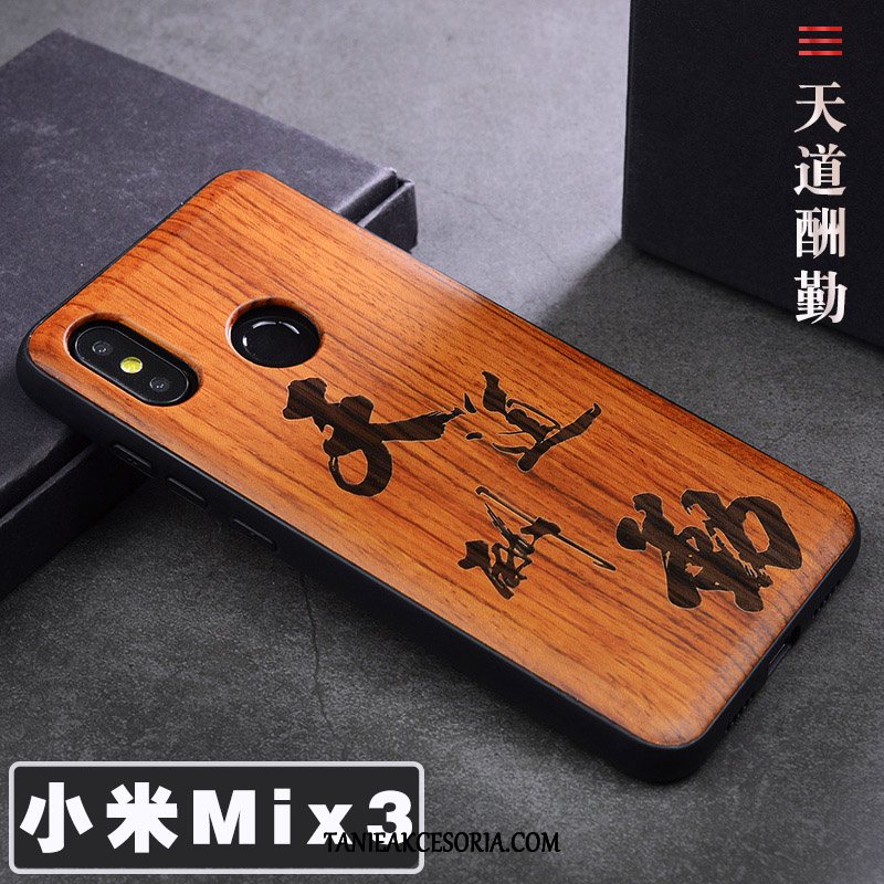 Etui Xiaomi Mi Mix 3 Dostosowane Mały Ochraniacz, Futerał Xiaomi Mi Mix 3 Telefon Komórkowy Kreatywne Z Litego Drewna Beige