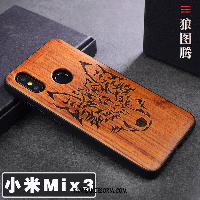 Etui Xiaomi Mi Mix 3 Dostosowane Mały Ochraniacz, Futerał Xiaomi Mi Mix 3 Telefon Komórkowy Kreatywne Z Litego Drewna Beige