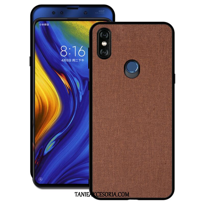 Etui Xiaomi Mi Mix 3 Jednolity Kolor Płótno Miękki, Obudowa Xiaomi Mi Mix 3 Mały Silikonowe Wzór Beige