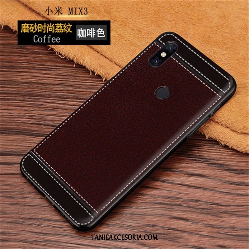 Etui Xiaomi Mi Mix 3 Nowy Skórzany Futerał Czerwony, Pokrowce Xiaomi Mi Mix 3 Anti-fall All Inclusive Kreatywne Beige