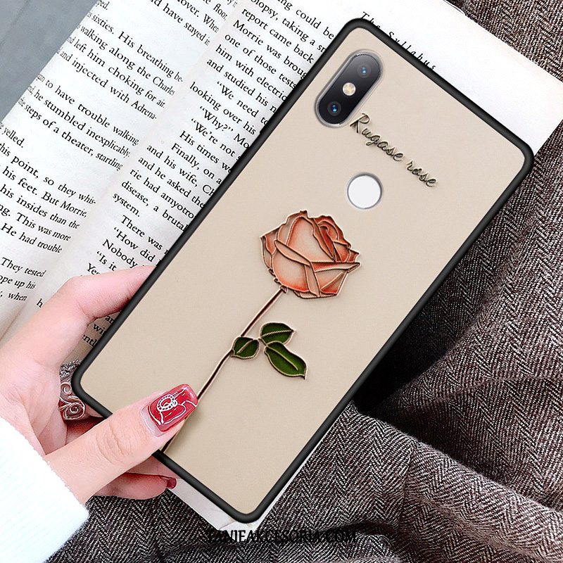 Etui Xiaomi Mi Mix 3 Silikonowe Zakochani Relief, Obudowa Xiaomi Mi Mix 3 Mały Torby Telefon Komórkowy Beige