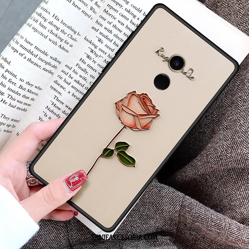 Etui Xiaomi Mi Mix Drzewa Relief Kwiaty, Obudowa Xiaomi Mi Mix Mały Zakochani Ochraniacz Beige