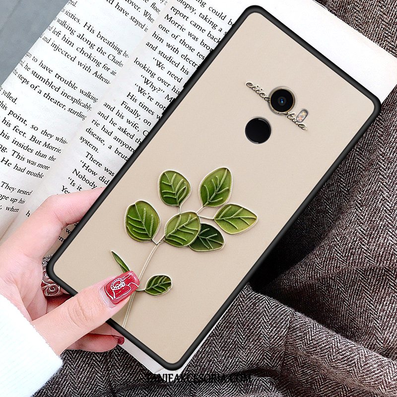 Etui Xiaomi Mi Mix Drzewa Relief Kwiaty, Obudowa Xiaomi Mi Mix Mały Zakochani Ochraniacz Beige