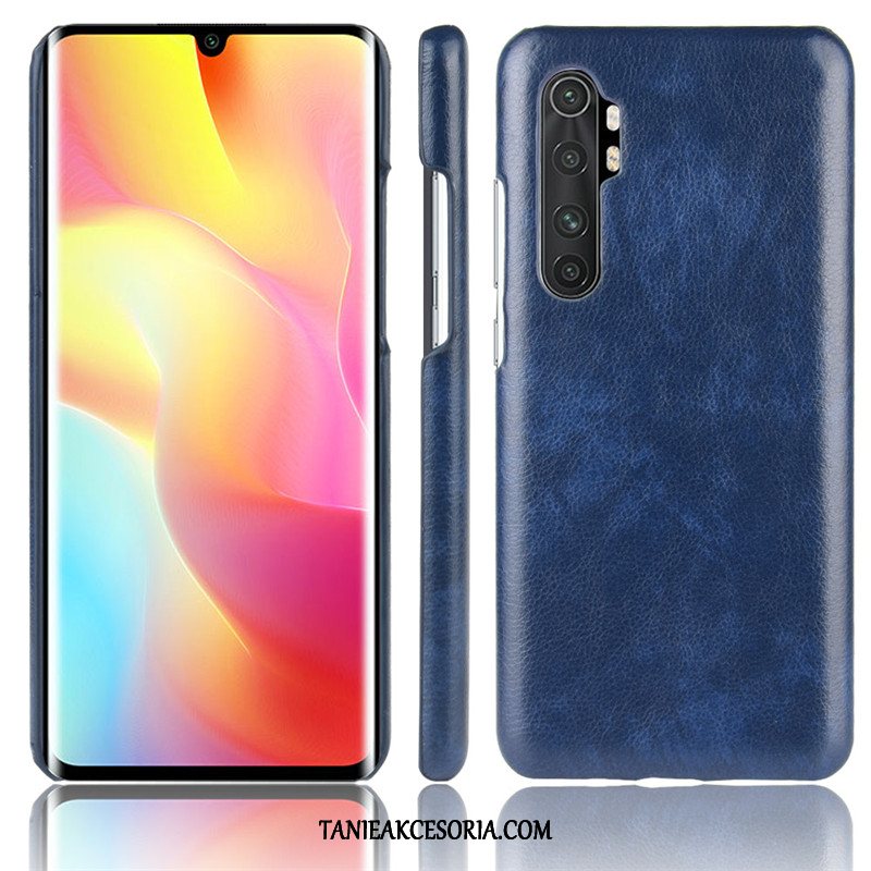 Etui Xiaomi Mi Note 10 Lite Niebieski Ochraniacz Litchi, Pokrowce Xiaomi Mi Note 10 Lite Skóra Mały Wzór Beige