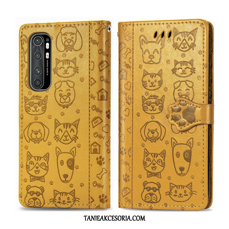 Etui Xiaomi Mi Note 10 Lite Relief Młodzież Telefon Komórkowy, Pokrowce Xiaomi Mi Note 10 Lite Kotek Ochraniacz Purpurowy Beige