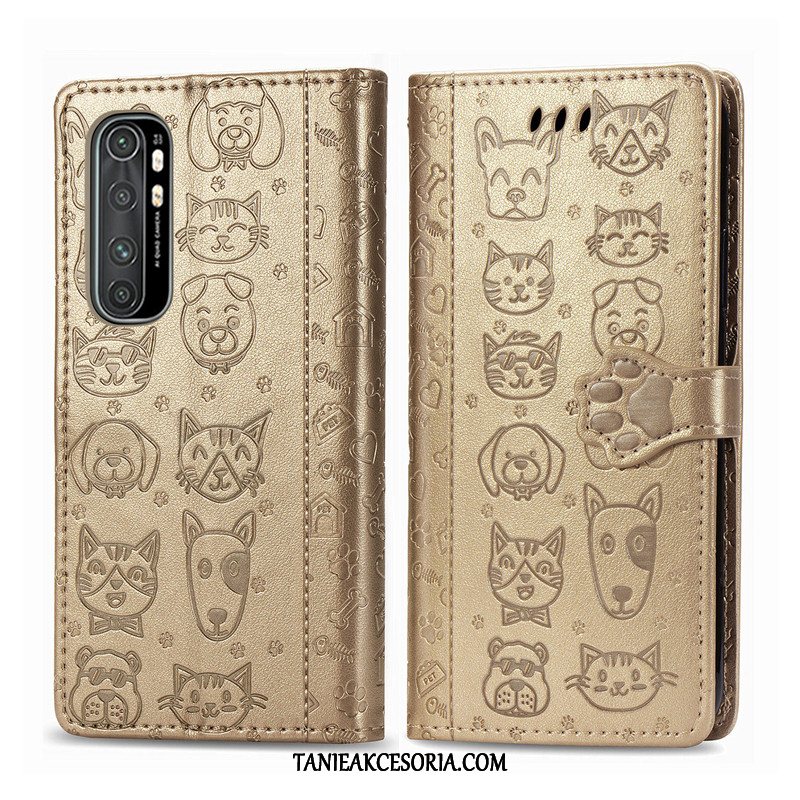 Etui Xiaomi Mi Note 10 Lite Relief Młodzież Telefon Komórkowy, Pokrowce Xiaomi Mi Note 10 Lite Kotek Ochraniacz Purpurowy Beige