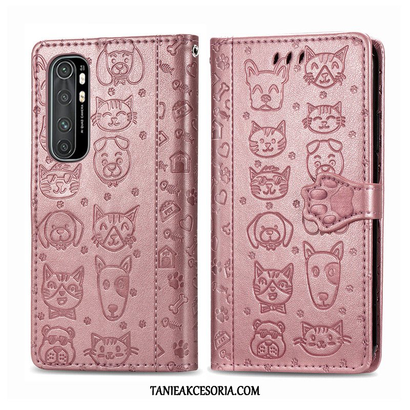 Etui Xiaomi Mi Note 10 Lite Relief Młodzież Telefon Komórkowy, Pokrowce Xiaomi Mi Note 10 Lite Kotek Ochraniacz Purpurowy Beige