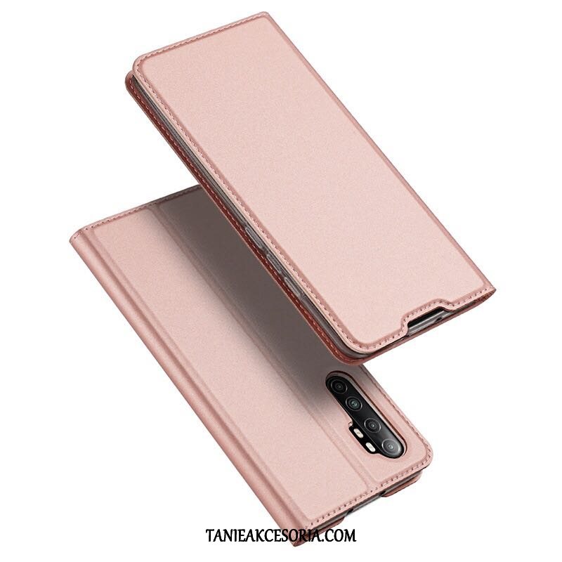 Etui Xiaomi Mi Note 10 Lite Różowe Telefon Komórkowy Biznes, Obudowa Xiaomi Mi Note 10 Lite Skórzany Futerał Mały Beige