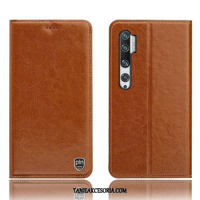 Etui Xiaomi Mi Note 10 Skórzany Futerał All Inclusive Mały, Pokrowce Xiaomi Mi Note 10 Ochraniacz Telefon Komórkowy Wzór Braun Beige