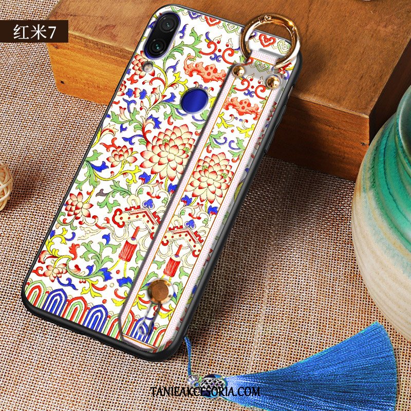 Etui Xiaomi Redmi 7 Kreatywne Miękki Osobowość, Futerał Xiaomi Redmi 7 Zielony Czerwony Chiński Styl Beige