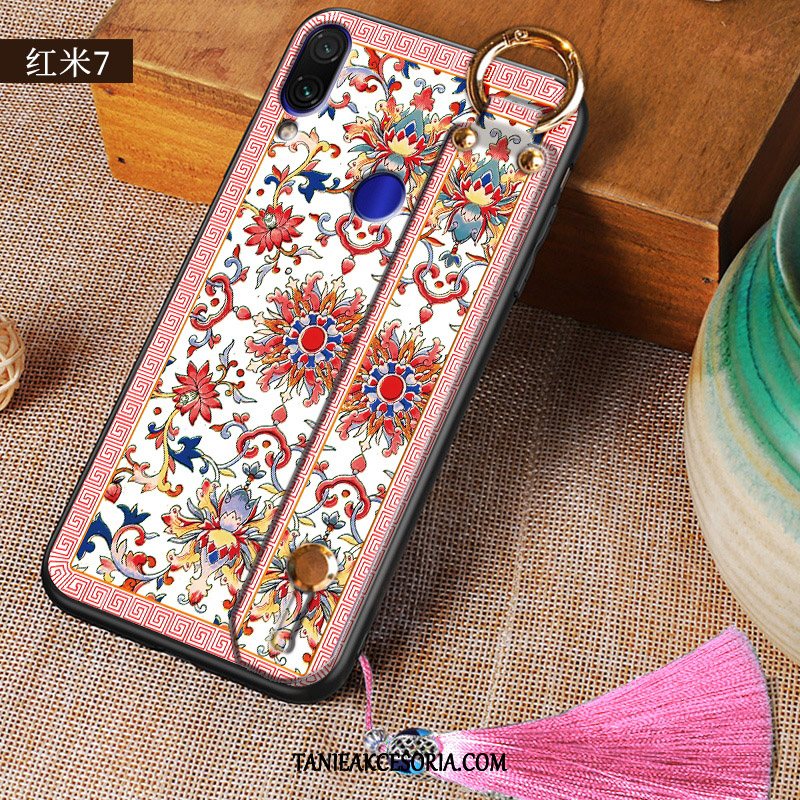 Etui Xiaomi Redmi 7 Kreatywne Miękki Osobowość, Futerał Xiaomi Redmi 7 Zielony Czerwony Chiński Styl Beige