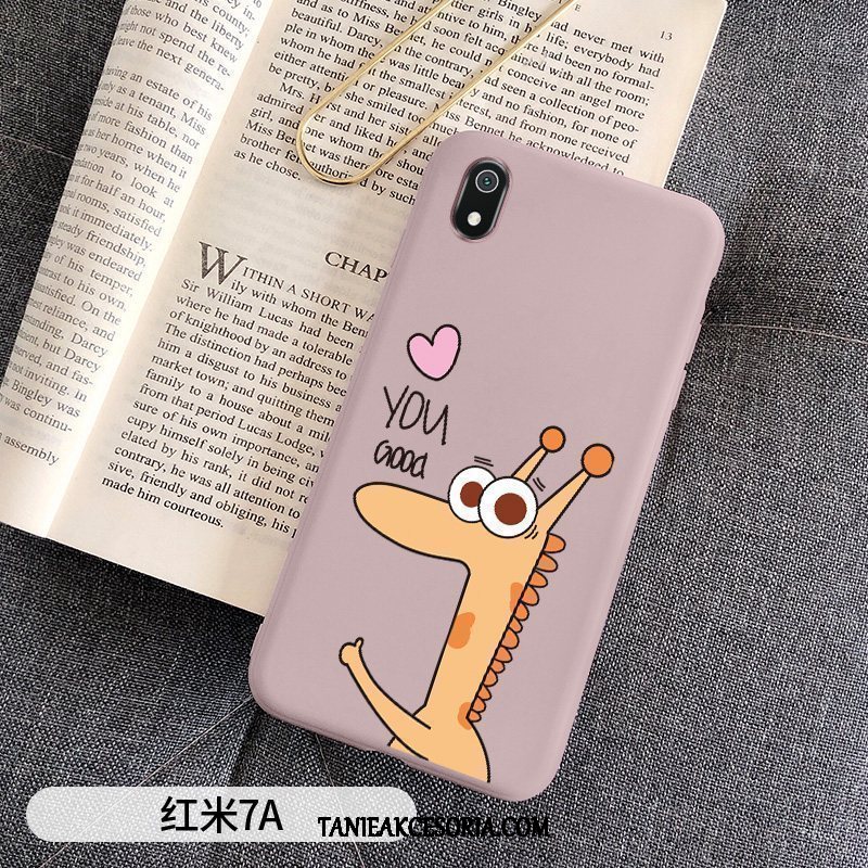 Etui Xiaomi Redmi 7a Kreatywne Miękki Niebieski, Obudowa Xiaomi Redmi 7a Mały Nubuku Kreskówka Beige