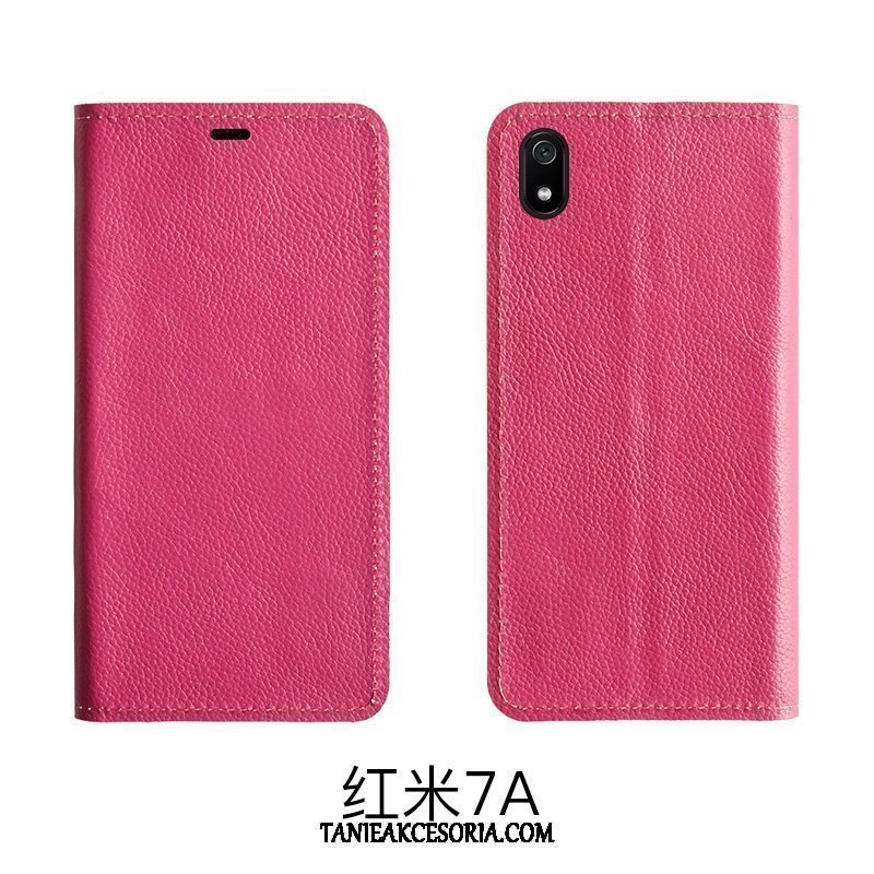 Etui Xiaomi Redmi 7a Wzór Czerwony Ochraniacz, Futerał Xiaomi Redmi 7a Klapa Prawdziwa Skóra Telefon Komórkowy Braun Beige