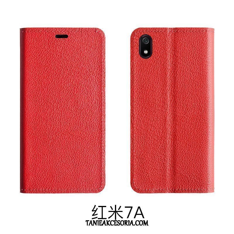 Etui Xiaomi Redmi 7a Wzór Czerwony Ochraniacz, Futerał Xiaomi Redmi 7a Klapa Prawdziwa Skóra Telefon Komórkowy Braun Beige