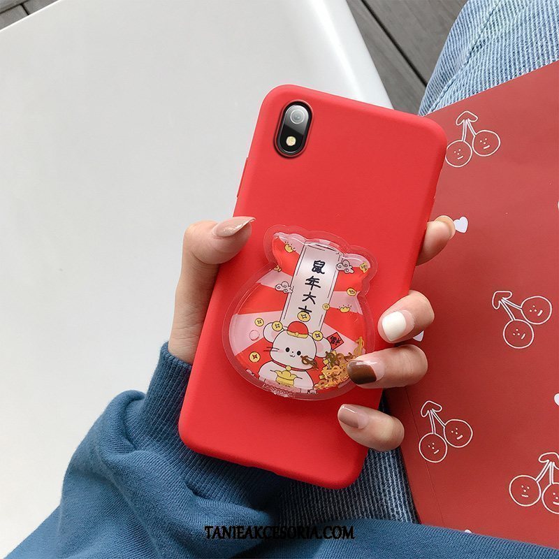 Etui Xiaomi Redmi 7a Zakochani Miękki Ochraniacz, Futerał Xiaomi Redmi 7a Modna Marka Skóra Czerwony Netto Beige