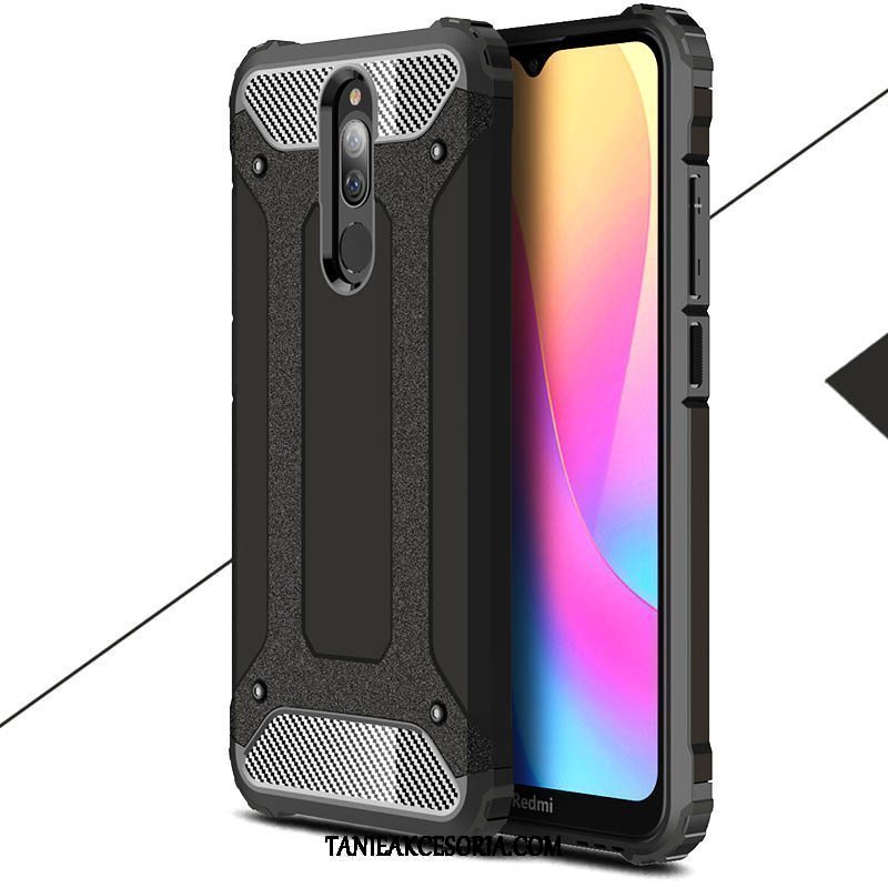 Etui Xiaomi Redmi 8 Dla Grubych Szkło Hartowane Nubuku, Obudowa Xiaomi Redmi 8 Ochraniacz Mały Anti-fall Beige