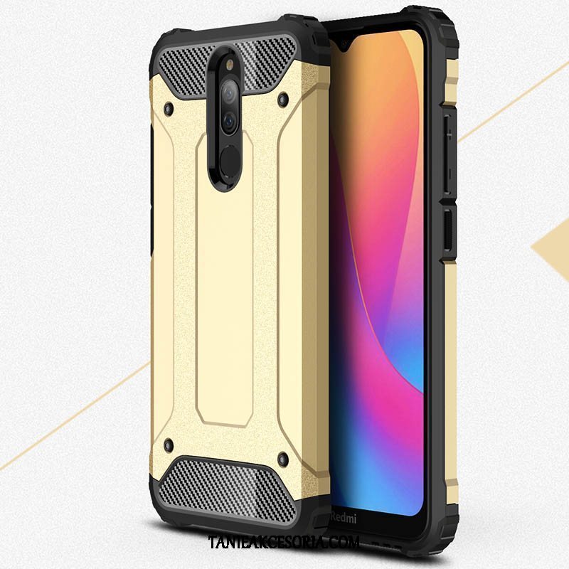 Etui Xiaomi Redmi 8 Dla Grubych Szkło Hartowane Nubuku, Obudowa Xiaomi Redmi 8 Ochraniacz Mały Anti-fall Beige