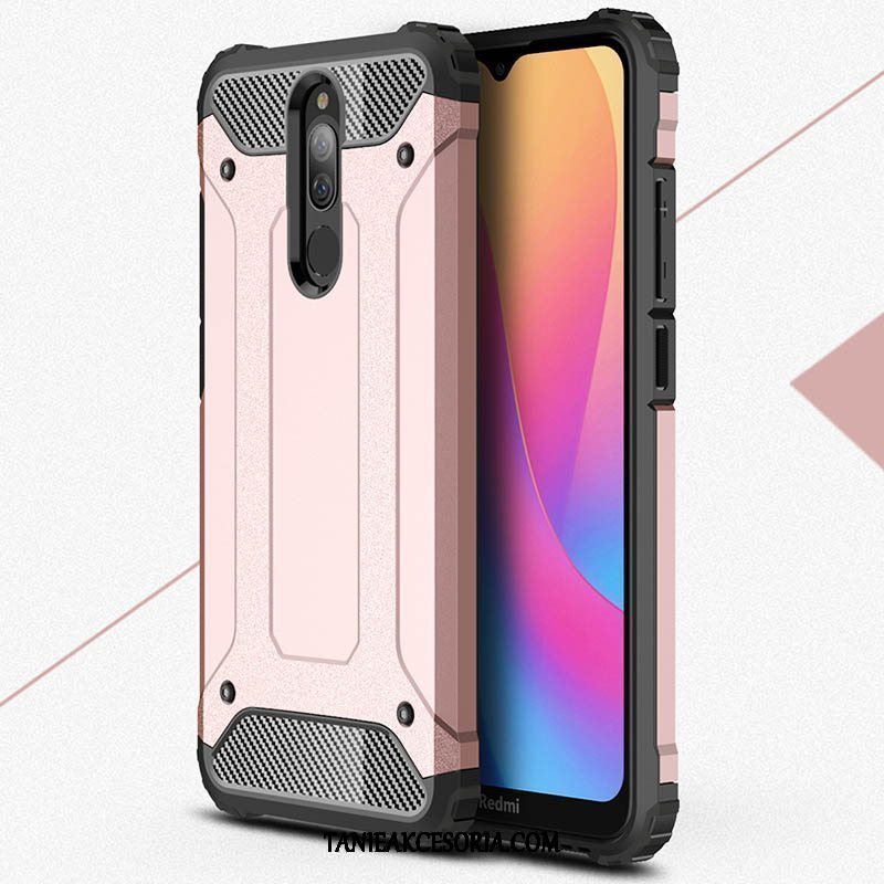 Etui Xiaomi Redmi 8 Dla Grubych Szkło Hartowane Nubuku, Obudowa Xiaomi Redmi 8 Ochraniacz Mały Anti-fall Beige