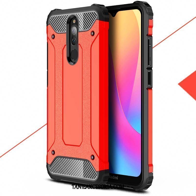 Etui Xiaomi Redmi 8 Dla Grubych Szkło Hartowane Nubuku, Obudowa Xiaomi Redmi 8 Ochraniacz Mały Anti-fall Beige