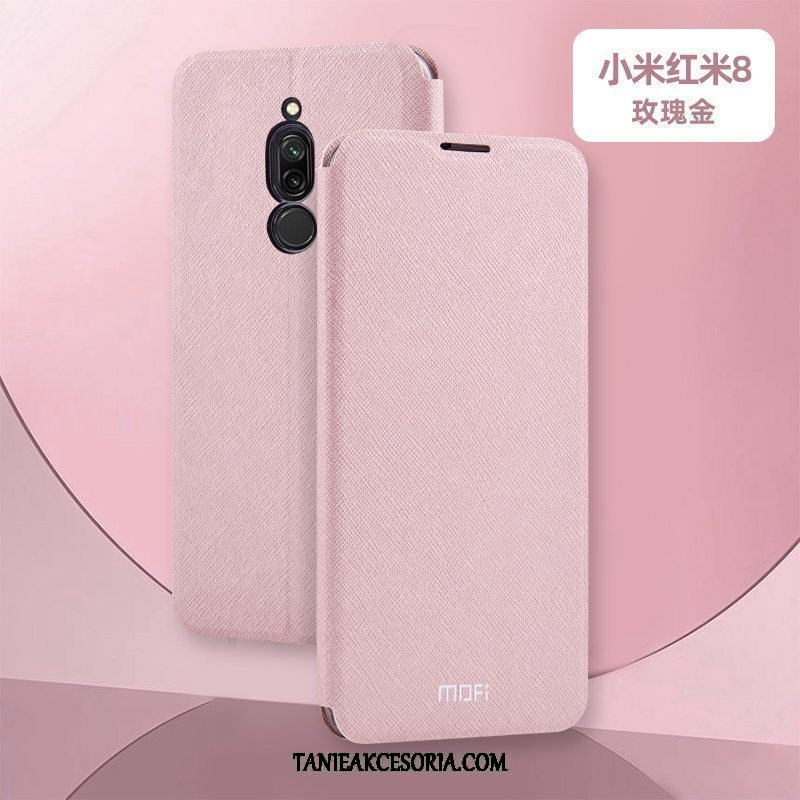 Etui Xiaomi Redmi 8 Ochraniacz Miękki Mały, Futerał Xiaomi Redmi 8 Czerwony Anti-fall Klapa Beige