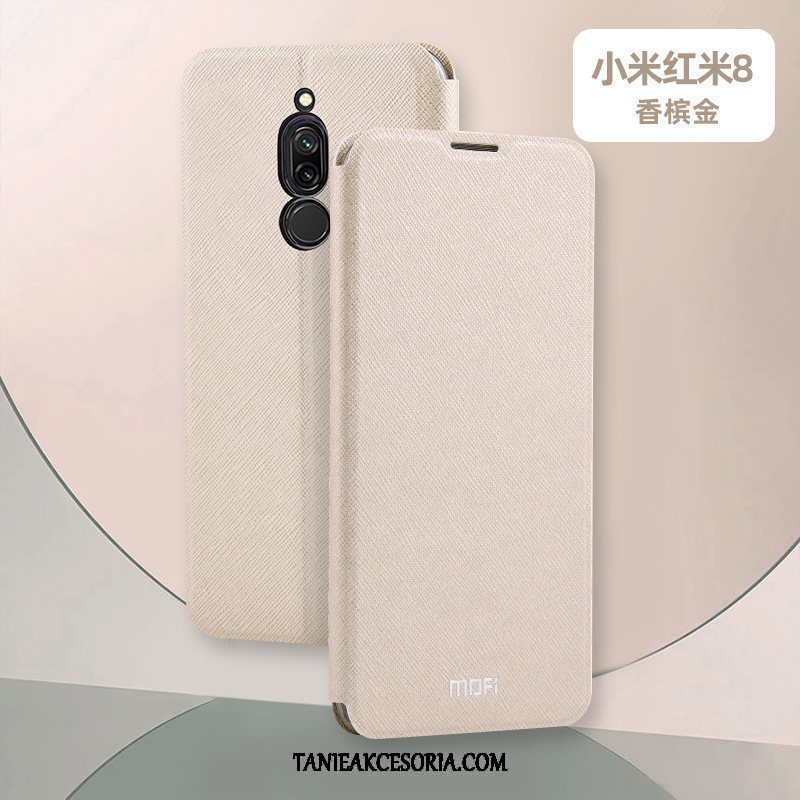 Etui Xiaomi Redmi 8 Ochraniacz Miękki Mały, Futerał Xiaomi Redmi 8 Czerwony Anti-fall Klapa Beige