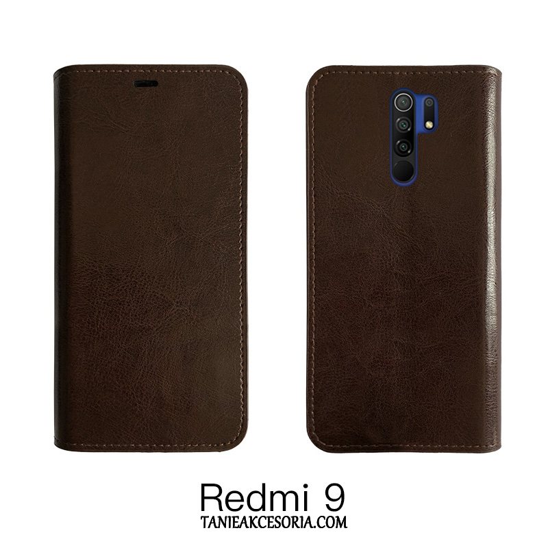 Etui Xiaomi Redmi 9 All Inclusive Anti-fall Biznes, Futerał Xiaomi Redmi 9 Wino Czerwone Telefon Komórkowy Skóra Bydlęca Beige