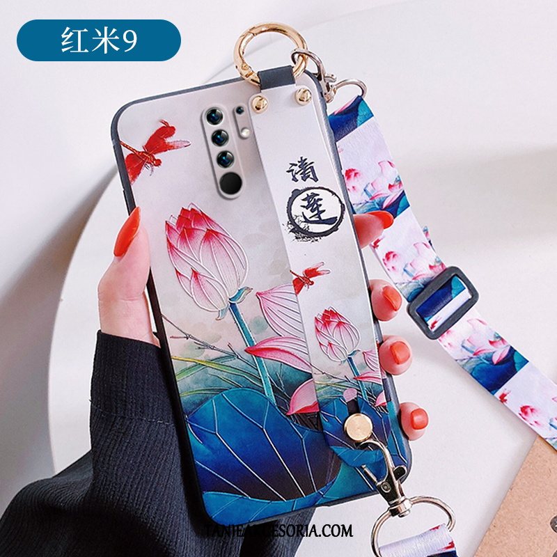 Etui Xiaomi Redmi 9 Chiński Styl Czerwony Netto Telefon Komórkowy, Futerał Xiaomi Redmi 9 Wiatr Czerwony Silikonowe Beige