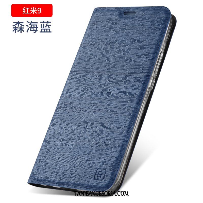 Etui Xiaomi Redmi 9 Ciemno Niebieski Skórzany Telefon Komórkowy, Futerał Xiaomi Redmi 9 Silikonowe Ochraniacz Anti-fall Beige