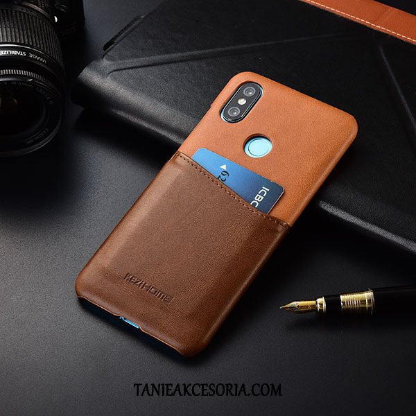 Etui Xiaomi Redmi Note 6 Pro Czerwony Karta Prawdziwa Skóra, Obudowa Xiaomi Redmi Note 6 Pro Khaki Telefon Komórkowy Mieszane Kolory Beige