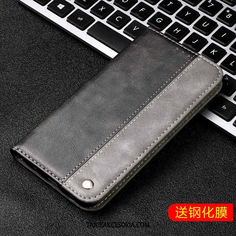 Etui Xiaomi Redmi Note 6 Pro Karta Anti-fall Czarny, Obudowa Xiaomi Redmi Note 6 Pro Skórzany Futerał Prawdziwa Skóra Czerwony Beige