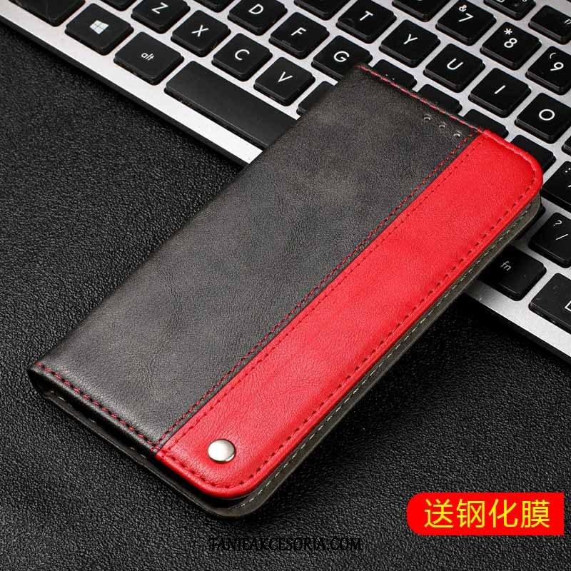 Etui Xiaomi Redmi Note 6 Pro Karta Anti-fall Czarny, Obudowa Xiaomi Redmi Note 6 Pro Skórzany Futerał Prawdziwa Skóra Czerwony Beige