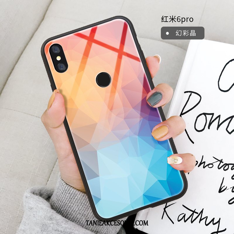 Etui Xiaomi Redmi Note 6 Pro Lustro Miękki Kreatywne, Obudowa Xiaomi Redmi Note 6 Pro Szkło Czerwony All Inclusive Beige