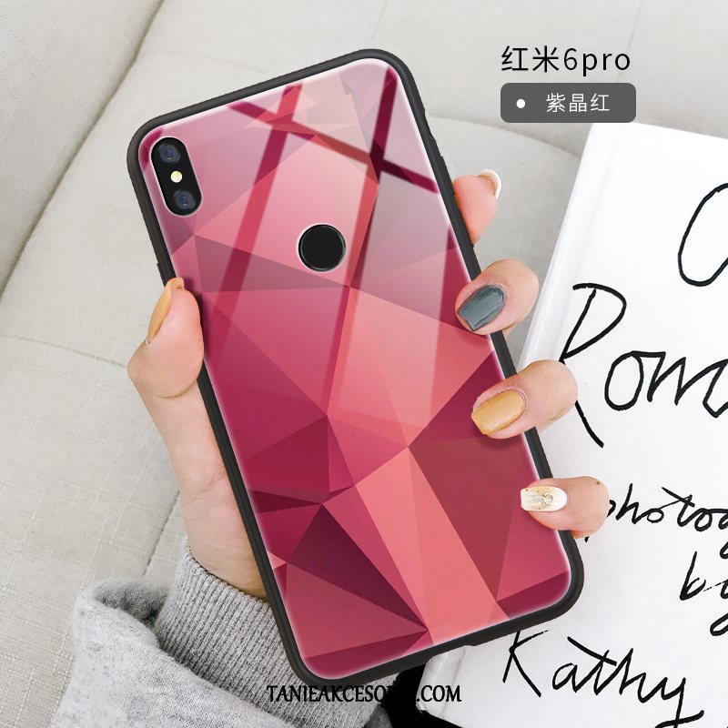 Etui Xiaomi Redmi Note 6 Pro Lustro Miękki Kreatywne, Obudowa Xiaomi Redmi Note 6 Pro Szkło Czerwony All Inclusive Beige