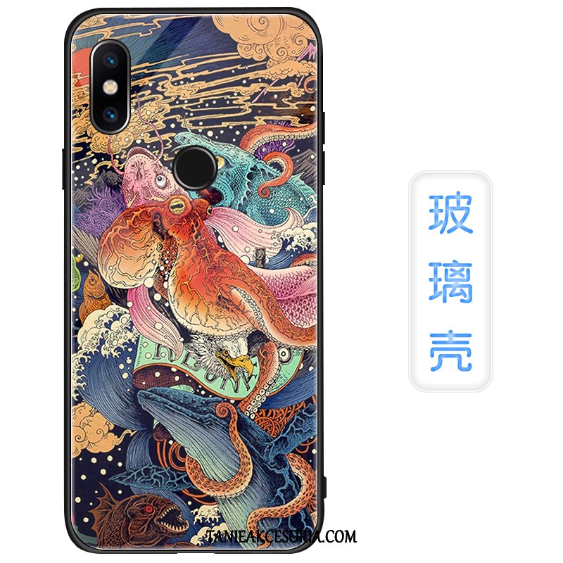 Etui Xiaomi Redmi Note 6 Pro Szkło Telefon Komórkowy Miękki, Pokrowce Xiaomi Redmi Note 6 Pro Ochraniacz Anti-fall Czerwony Beige