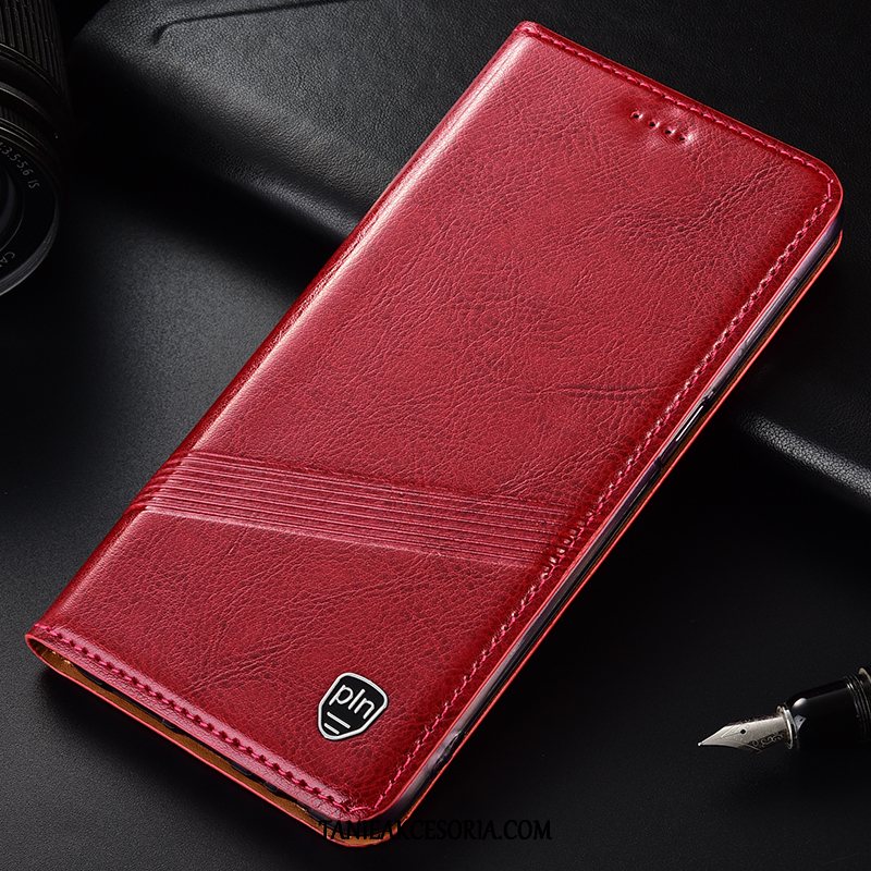 Etui Xiaomi Redmi Note 7 Anti-fall Mały Skórzany Futerał, Obudowa Xiaomi Redmi Note 7 Telefon Komórkowy Czerwony Ochraniacz Beige